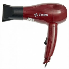 Фен DELTA DL-0905 красный, 900 Вт, складная ручка,2 режима мощности потока и температуры воздуха,защита от перегрева