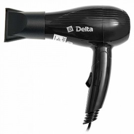 Фен DELTA DL-0905 черный, 900 Вт, складная ручка,2 режима мощности потока и температуры воздуха,защита от перегрева