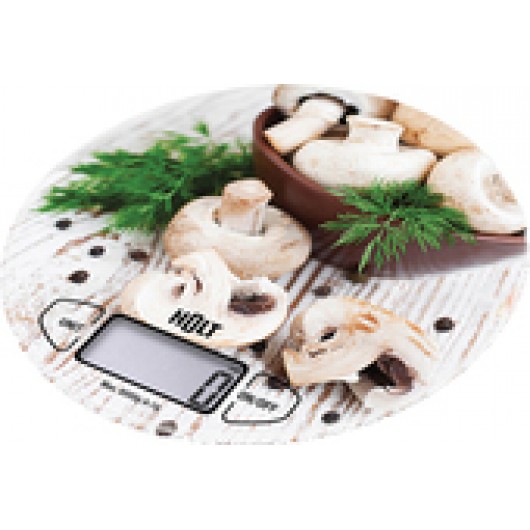 Весы настольные Holt HT-KS-003 (грибы) нагрузка: 8 кг, деление: 1 г, дисплей LCD, функция довешивания