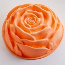 Форма 24х8,5см для выпечки силиконовая АК-6115S "Волшебная роза" персиковая