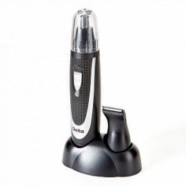 Триммер DELTA DL-4301 черный с серебристым: для носа, усов и бороды, 2 насадки, на подставке,2 Вт,электропит:2 батареи АА 1,5 В (в комплект не входят)
