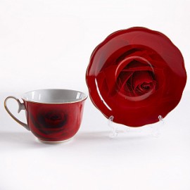 Набор чайный 12 пр. МЛ085P/6 "Красная роза" (чашка чайная 220мл 6 шт.+блюдце 6 шт.) в подарочной коробке