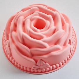 Форма 22х8,7см для выпечки кекса силиконовая АК-6157S "Розарий" розовая